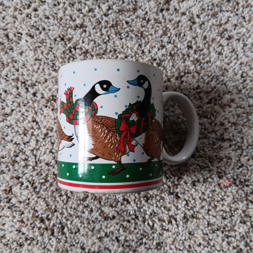 VTG Silly Christmas Goose Ceramic Coffee Cup